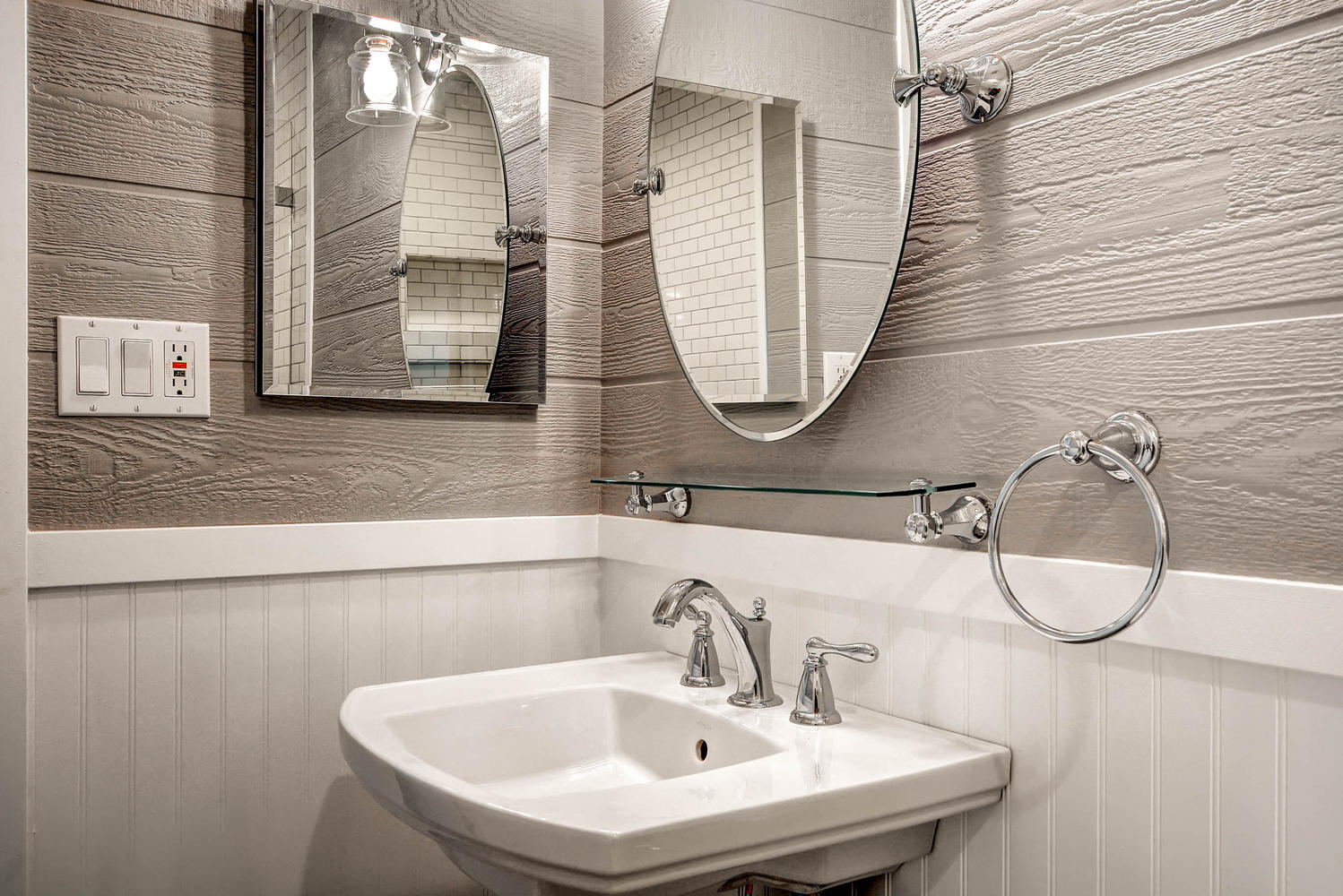 Designer Bath — Custom Tile & Pedestal Sink — SF Industries Scottsdale AZ