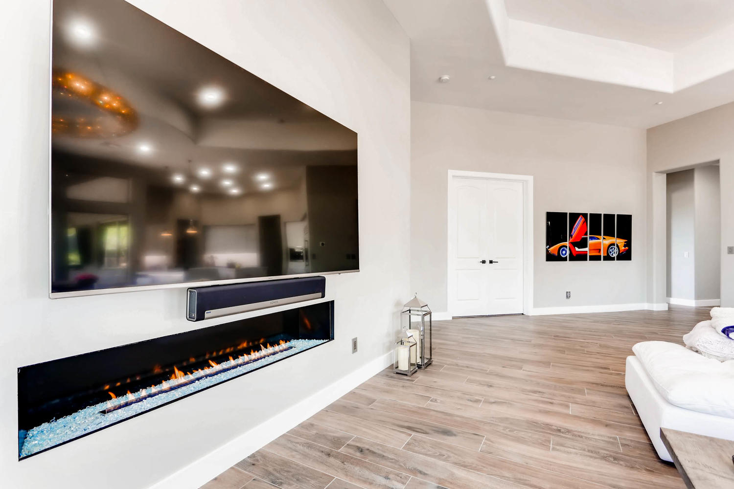 Custom Media Wall — Linear Fireplace — SF Industries Scottsdale AZ