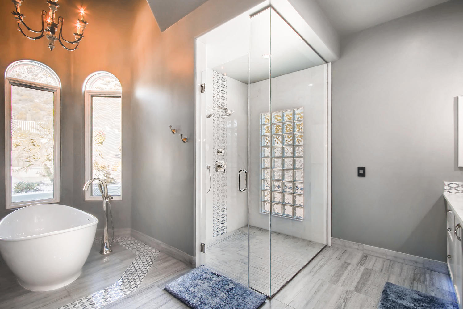 Spa Bathroom — Soaking Tub & Frameless Glass Shower — SF Industries Scottsdale AZ