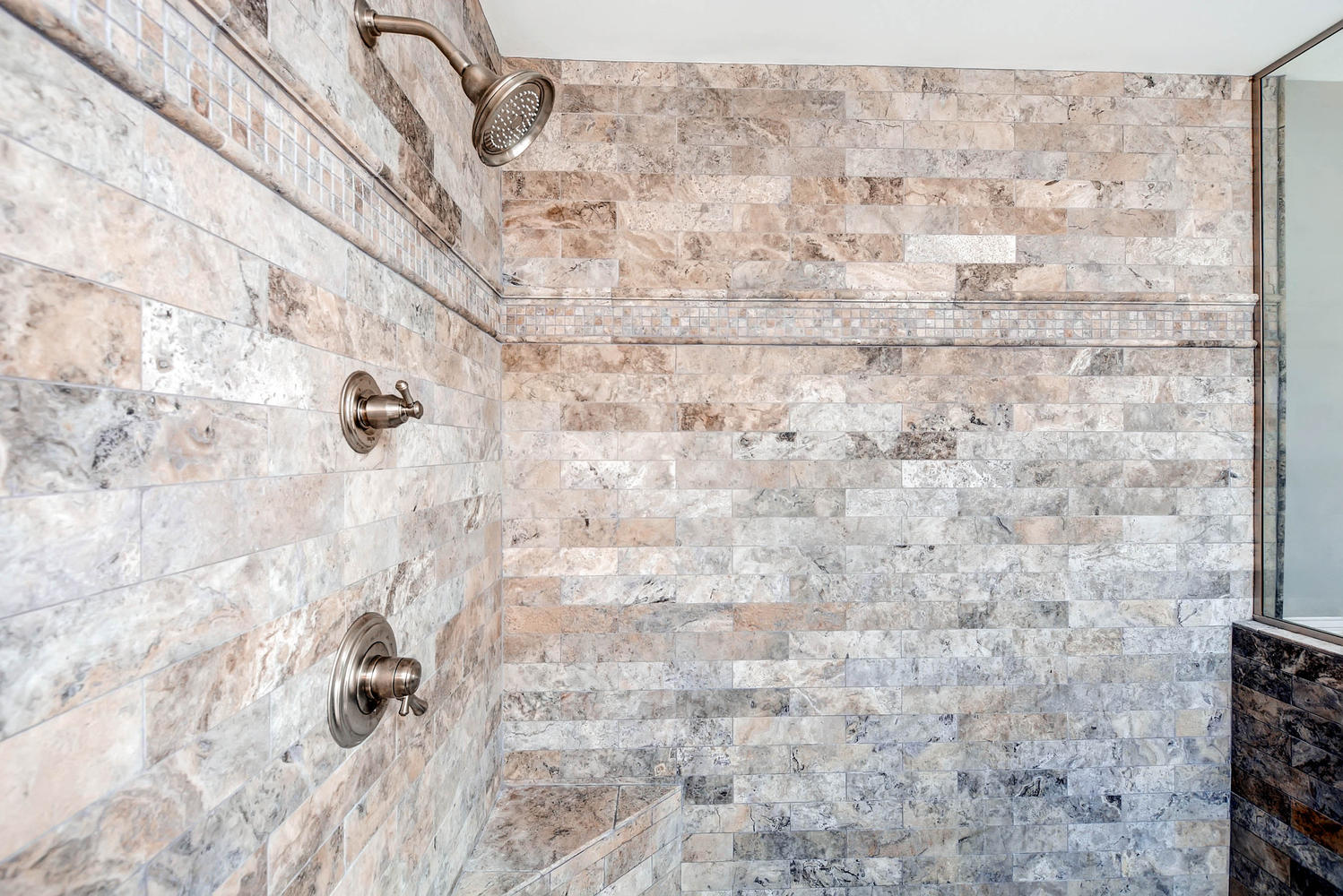 Natural Stone Shower — Detail — SF Industries Scottsdale AZ